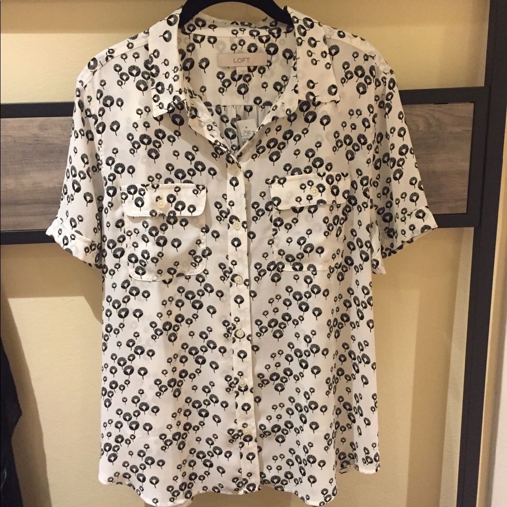 LOFT short sleeve camp shirt NWT